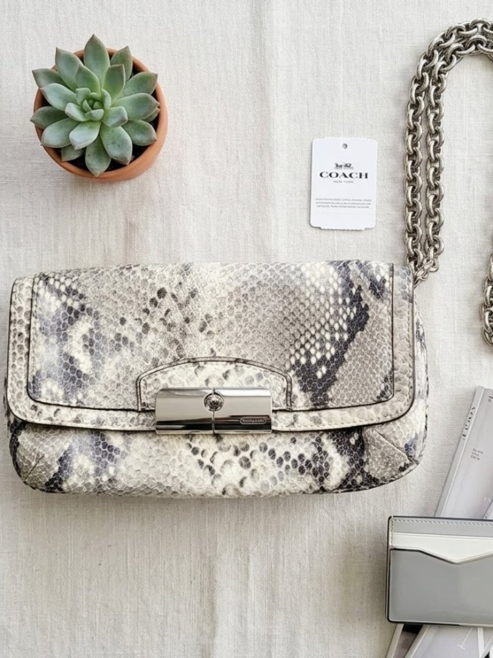Coach Kristin Embossed Python Leather Wristlet -NWT